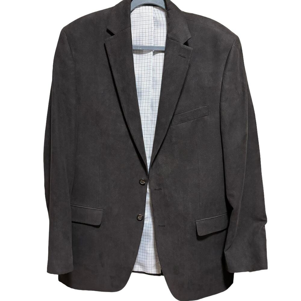 Ralph Lauren Jacket Men's Size 42L Black Faux Suede Single Breasted Blazer Soft - Picture 3 of 14